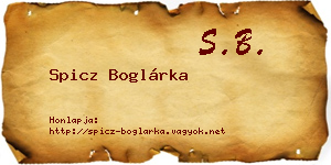 Spicz Boglárka névjegykártya